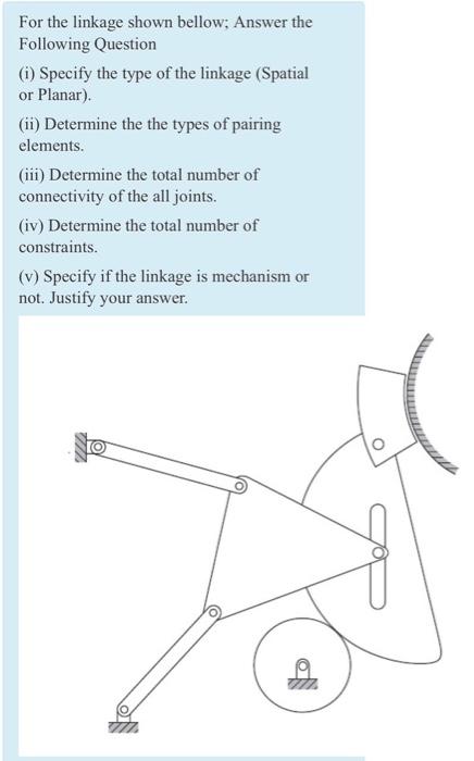 Solved For the linkage shown bellow; Answer the Following | Chegg.com