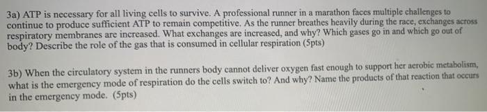 Solved 3a) ATP is necessary for all living cells to survive. | Chegg.com