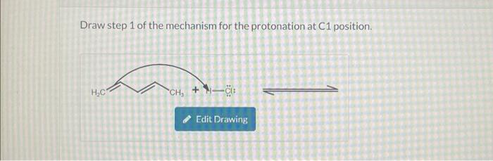 Solved Draw Step 1 Of The Mechanism For The Protonation At | Chegg.com