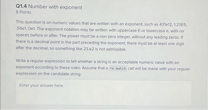 Solved Q1 Regular Expressions 34 Points For each of these | Chegg.com