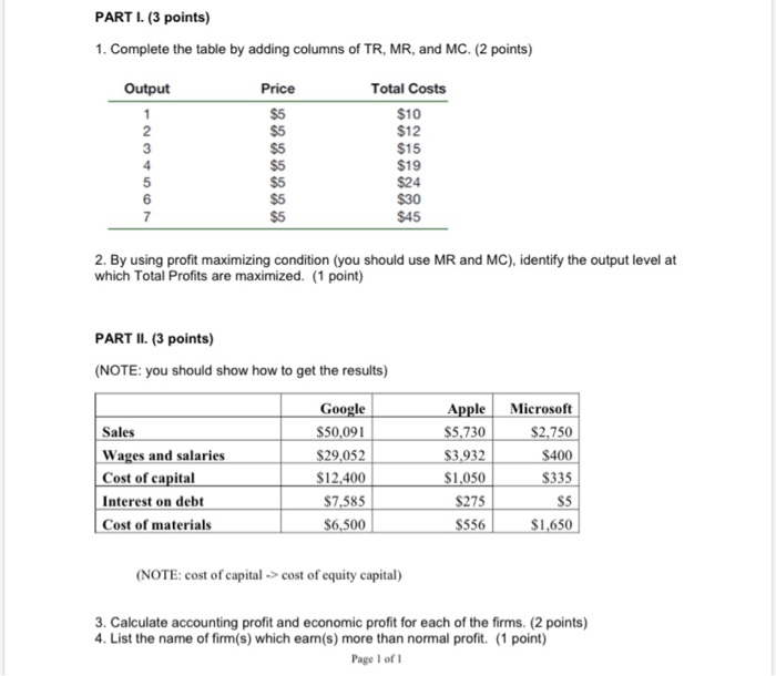 Solved PART 1: (3 points) 1. Complete the table by adding | Chegg.com