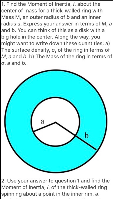Wallad Rind Solved 1. Find the Moment of Inertia, I, about the center of | Chegg.com