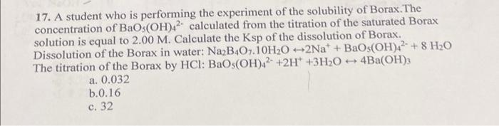 Solved 17. A student who is performing the experiment of the | Chegg.com