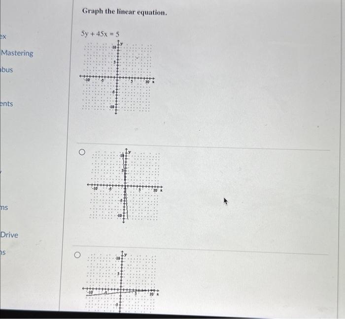 graph the equation y − x 5 using the intercepts