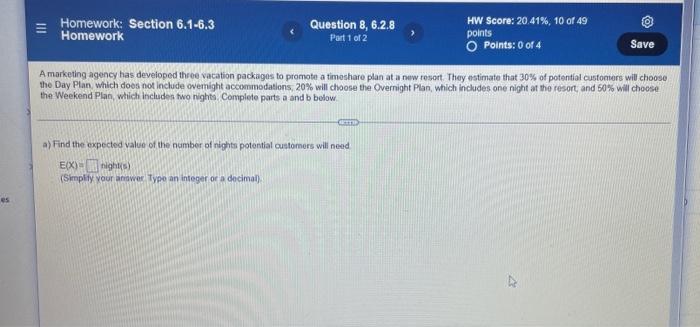 Solved es Homework: Section 6.1-6.3 Homework Question 8, | Chegg.com