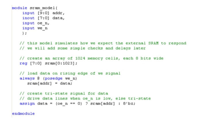 Solved Module Sram Model Input 9 0 Addr Inout 7 0 Da Chegg Com