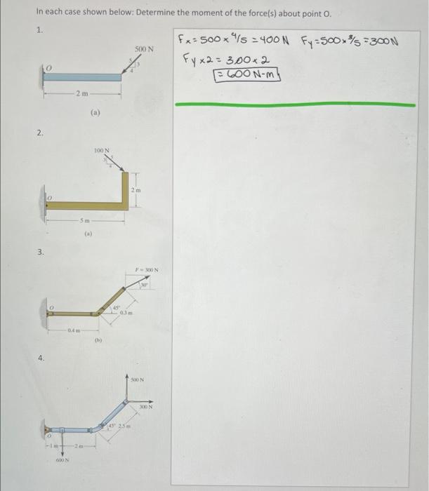 Solved In Each Case Shown Below: Determine The Moment Of The | Chegg.com