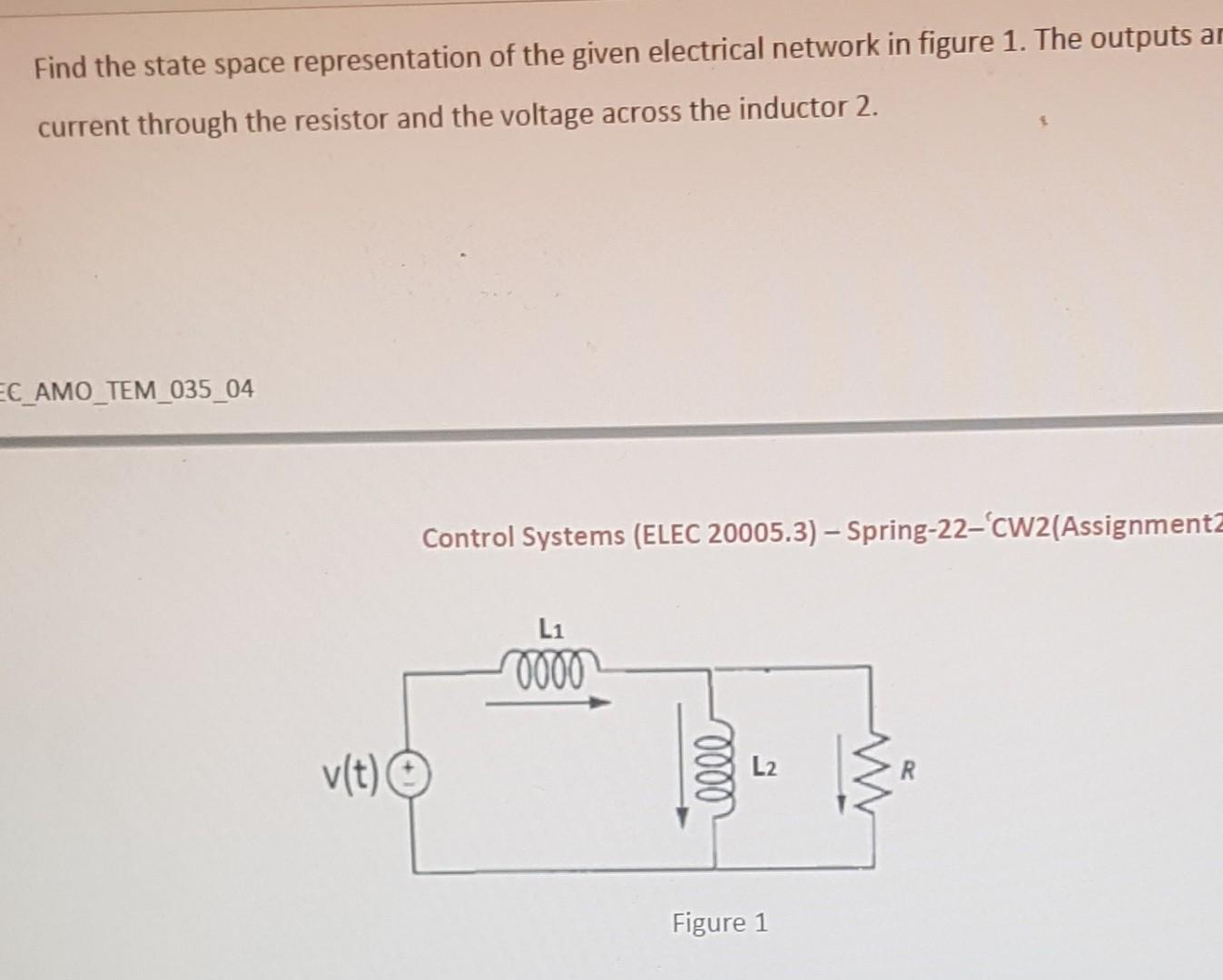 Solved Find The State Space Representation Of The Given | Chegg.com