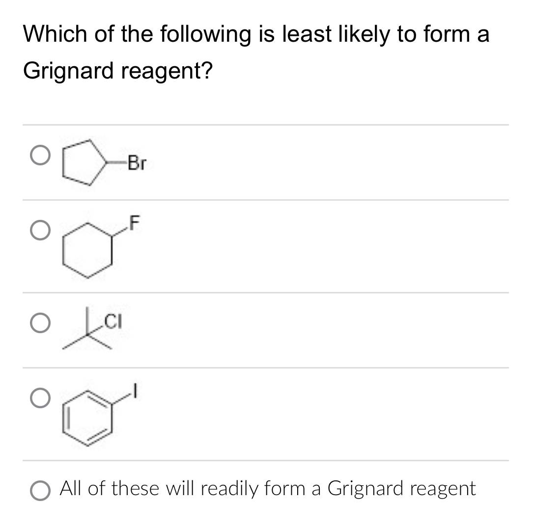 Solved Which of the following is least likely to form a | Chegg.com