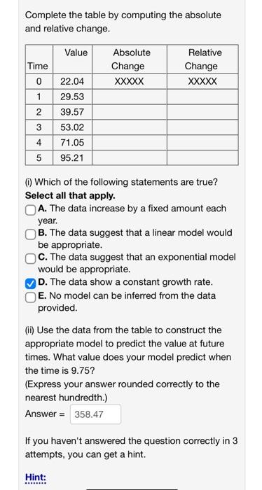 Solved Complete the table by computing the absolute and | Chegg.com
