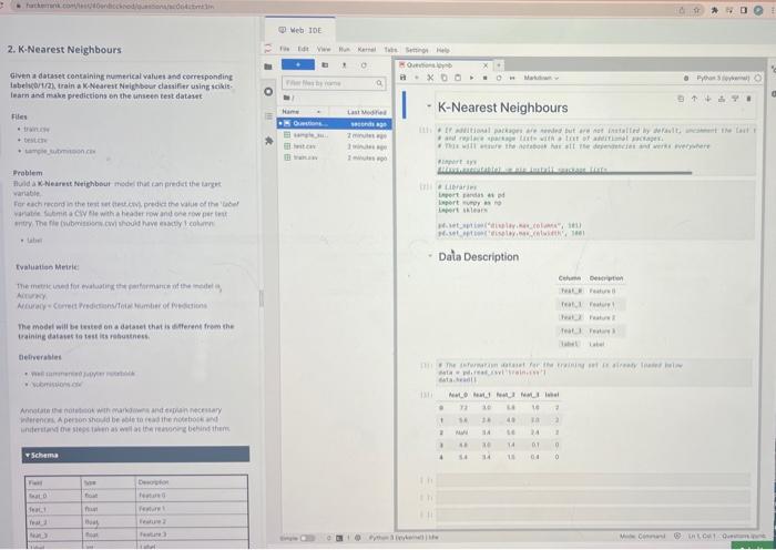 Solved 2. K-Nearest Neighbours | Chegg.com