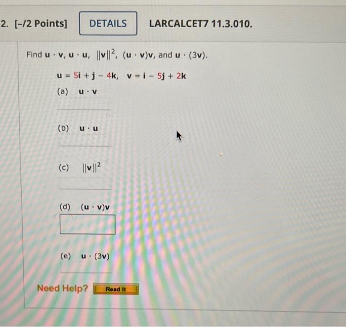 Find \( \mathbf{u} \cdot \mathbf{v}, \mathbf{u} \cdot \mathbf{u},\|\mathbf{v}\|^{2},(\mathbf{u} \cdot \mathbf{v}) \mathbf{v}