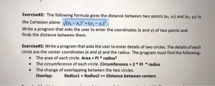 Solved Exercise#2: The following formula gives the distance | Chegg.com