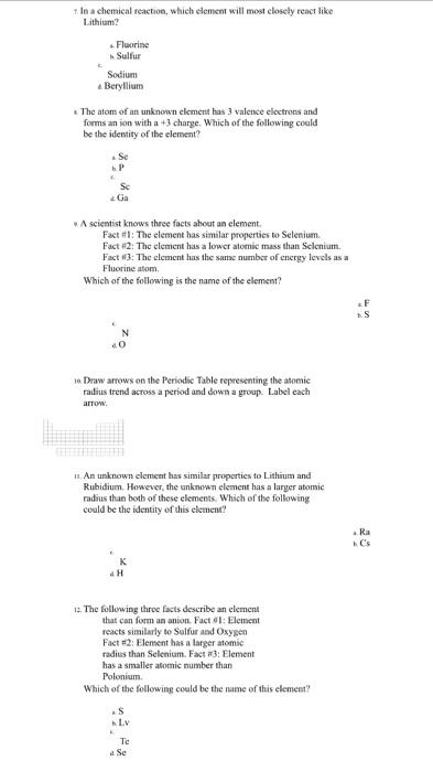 Solved Elements in the SAME GROUP have similar physical and