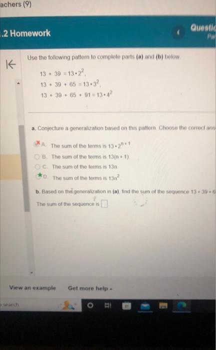Solved Use the following pattem to complete parts (a) and | Chegg.com