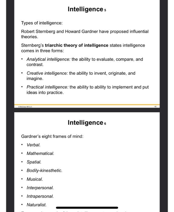 Solved Types of intelligence Robert Sternberg and Howard Chegg