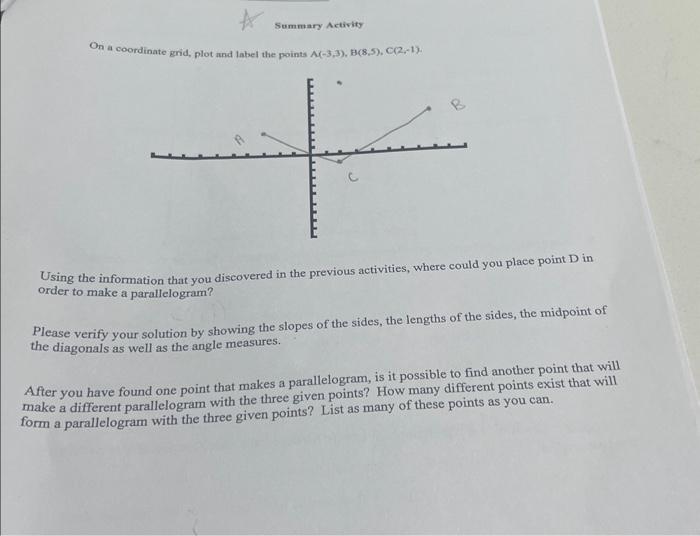 Solved On A Coordinate Grid, Plot And Label The Points | Chegg.com