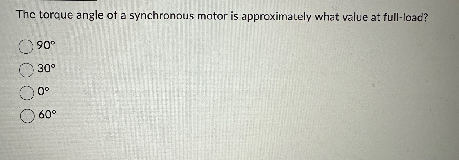 Solved The torque angle of a synchronous motor is | Chegg.com