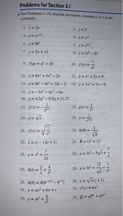 Problems For Section 3 1 For Problems 1 38 Find The Chegg Com