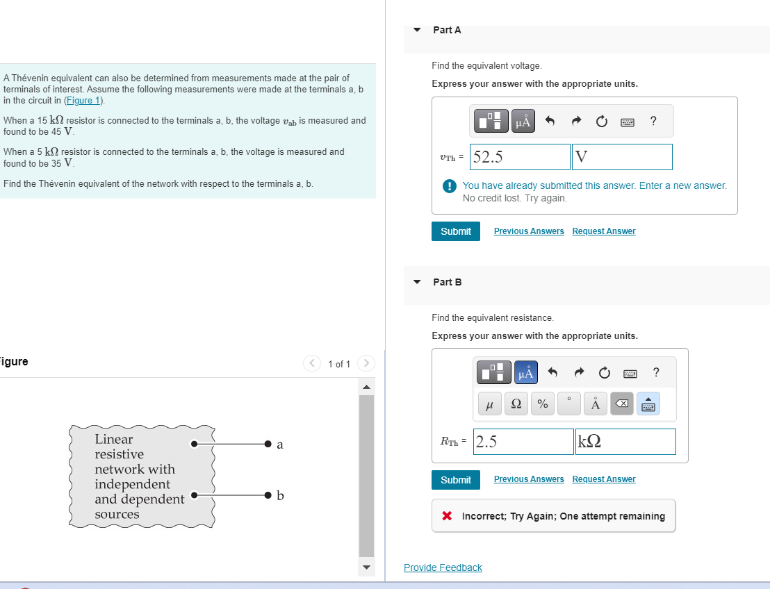 Solved Part AA Thévenin Equivalent Can Also Be Determined | Chegg.com