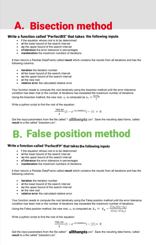 Solved A. Bisection method Write a function called | Chegg.com