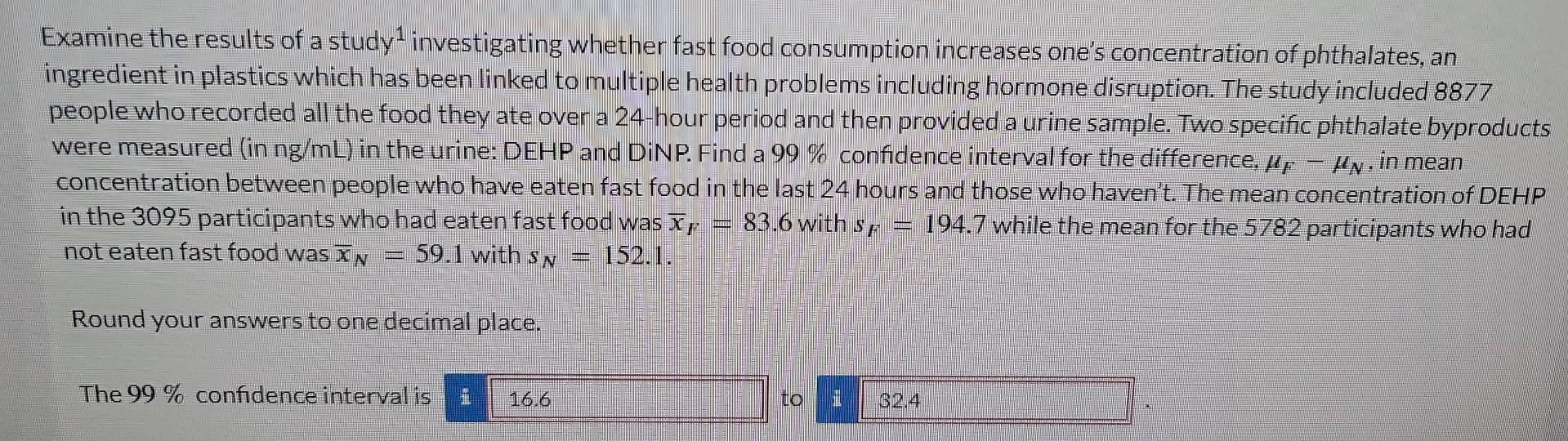 Solved Examine the results of a study 1 investigating | Chegg.com