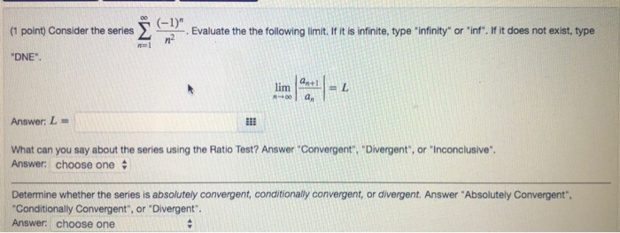 Solved (1 point) Consider the series - Evaluate the the | Chegg.com