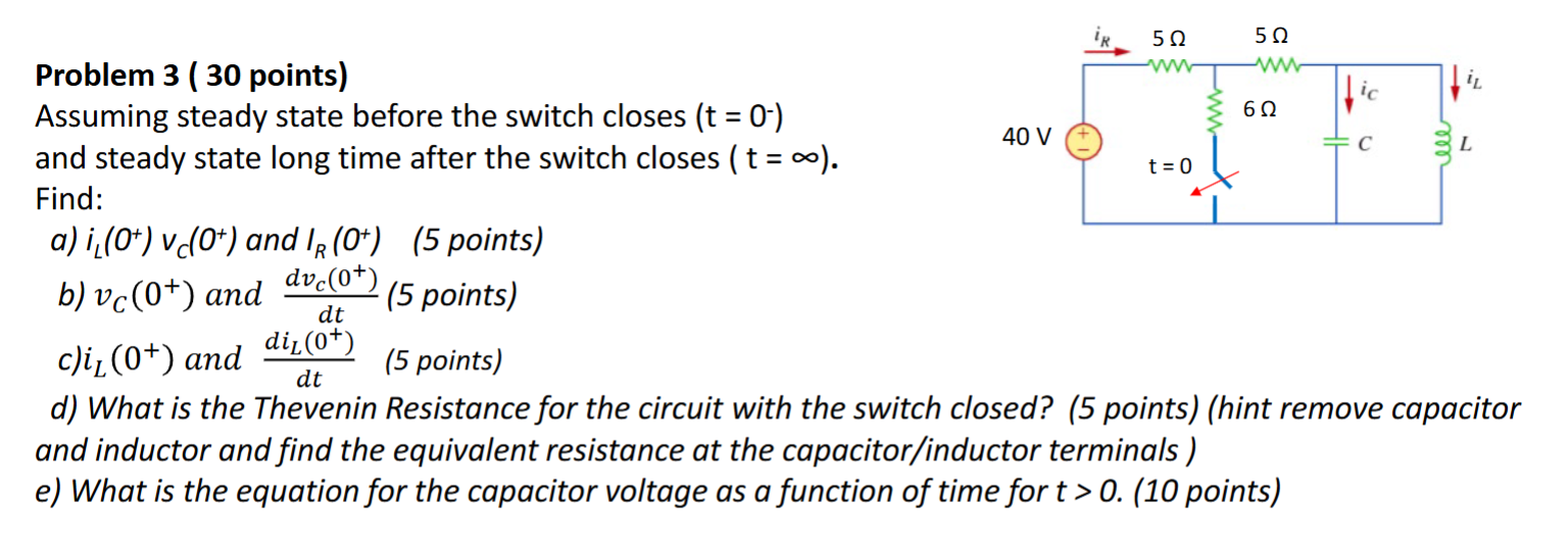 Solved Problem 3 ( 30 ﻿points) ﻿Assuming steady state before | Chegg.com