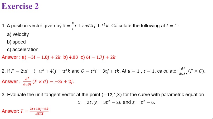 Solved Exercise 2A position vector given by | Chegg.com