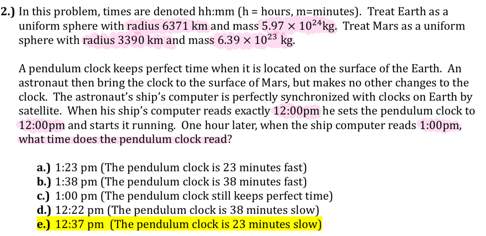 Solved 2.) ﻿In this problem, times are denoted hours, m= | Chegg.com