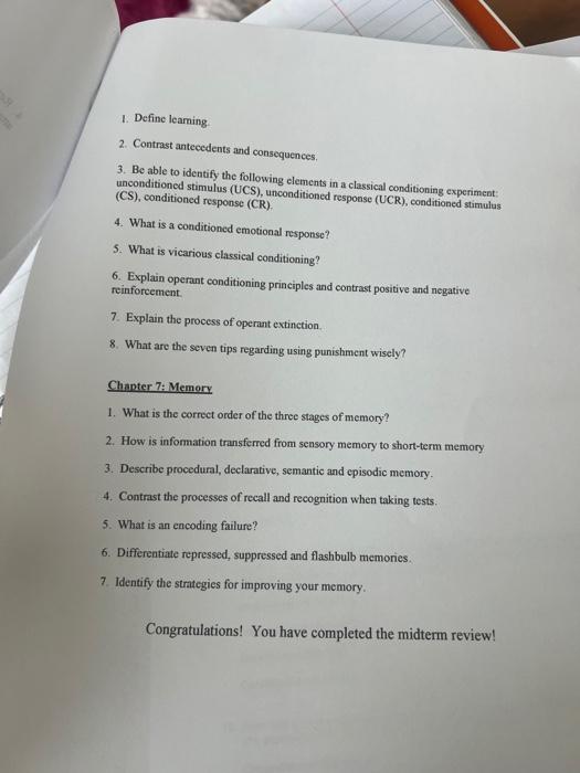 Solved 2. Contrast antecedents and consequences. 3. Be able