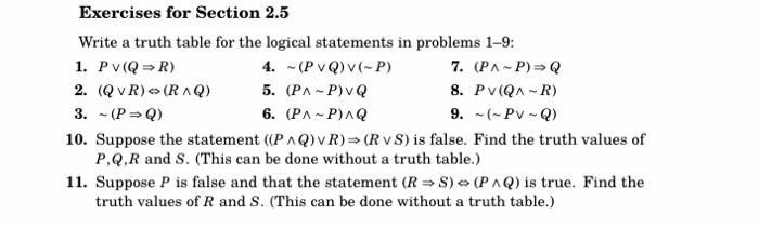 Solved Exercises for Section 2.5 Write a truth table for the | Chegg.com