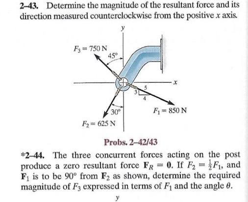 Solved *3–44. Determine the magnitudes of F1, F2, and F3 for