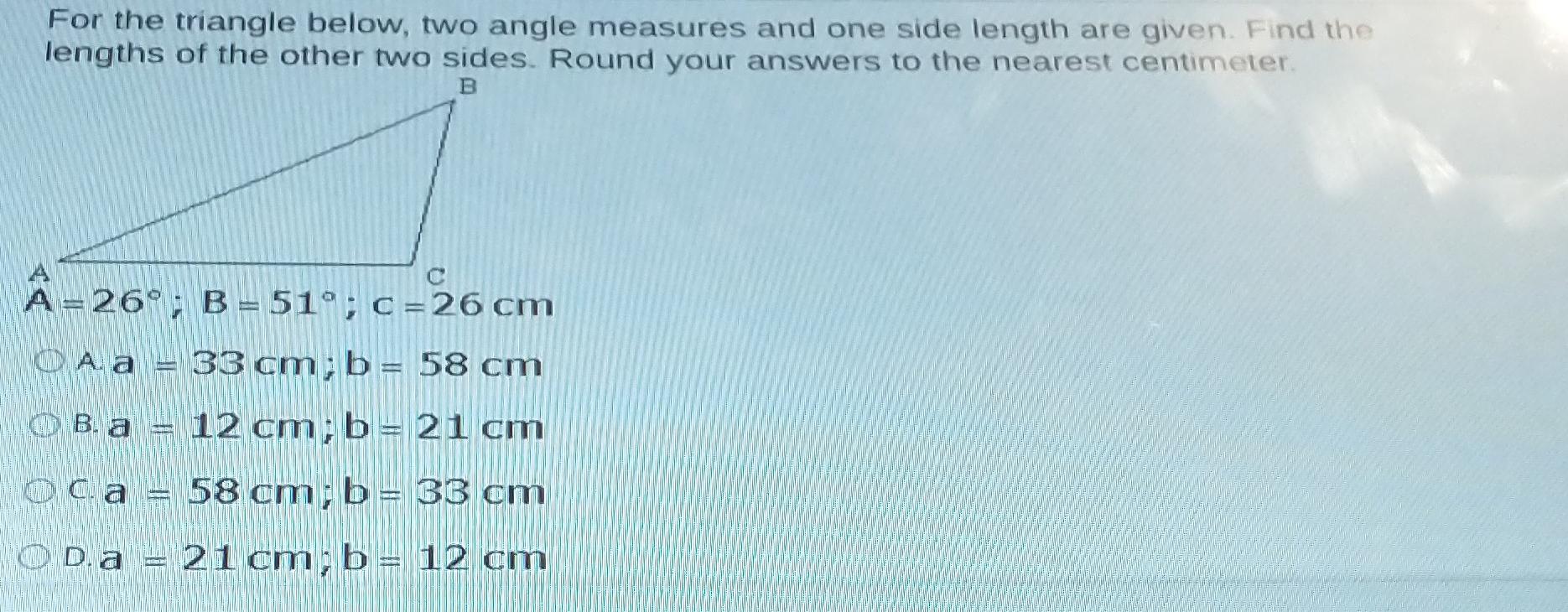 how to find length of triangle with 1 angle and 2 sides