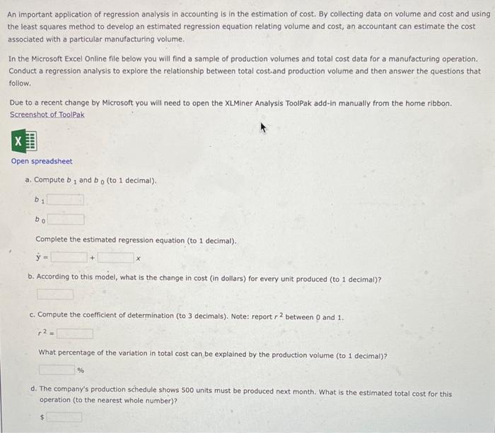 Solved An important application of regression analysis in | Chegg.com