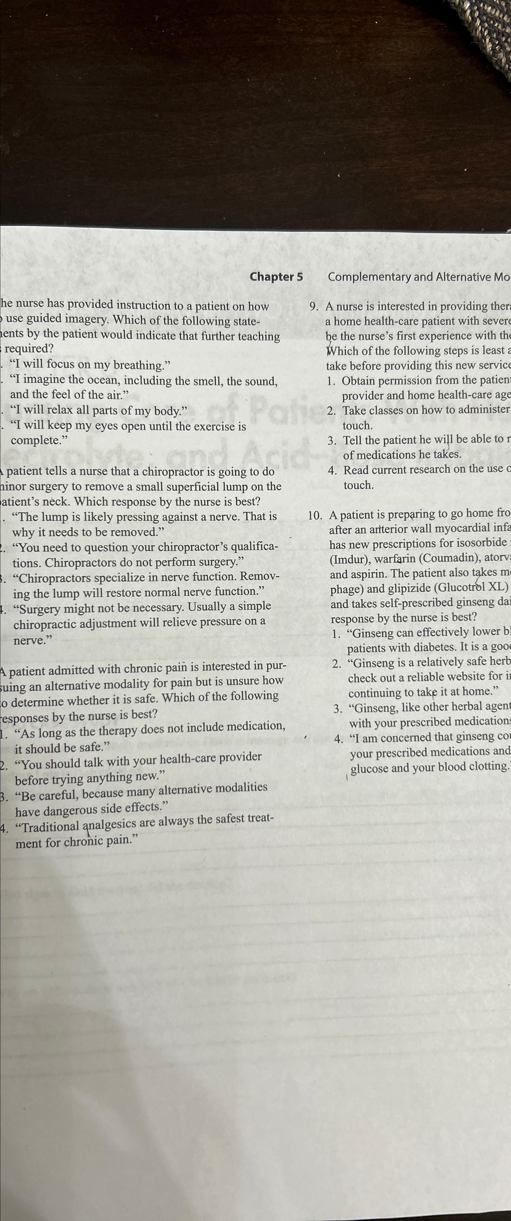Solved Chapter 5 ﻿Complementary and Alternative Mohe nurse | Chegg.com