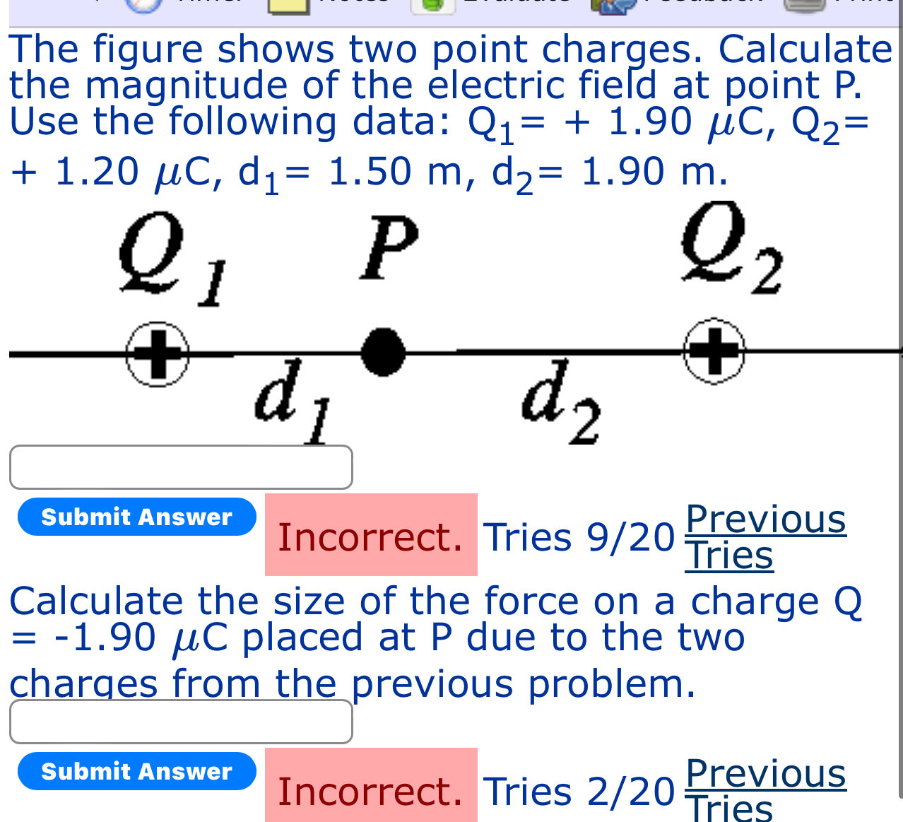 Solved The figure shows two point charges. Calculate the | Chegg.com