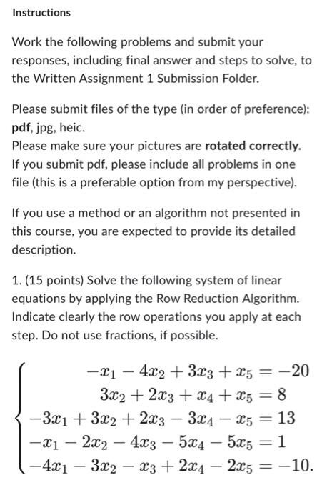Solved Instructions Work the following problems and submit | Chegg.com