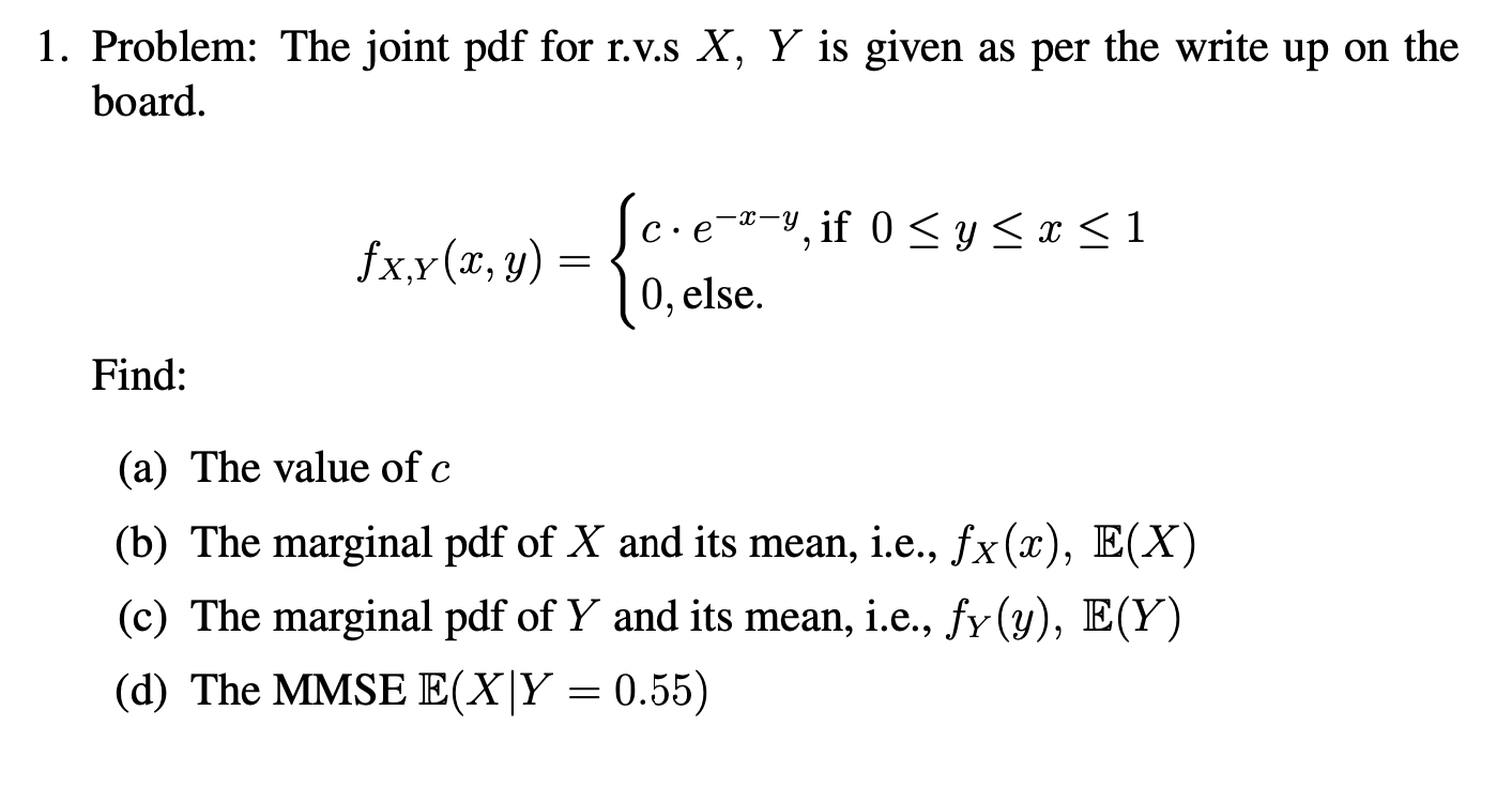 Problem The Joint Pdf For R V S X Y ﻿is Given As Per