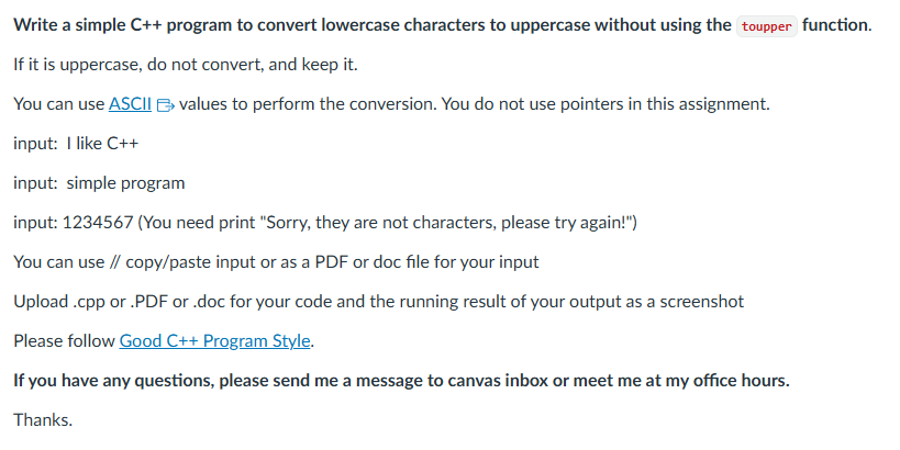 Solved Write a simple C++ program to convert lowercase | Chegg.com
