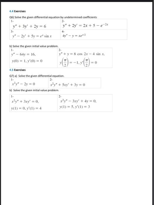 Solved Q6) Solve the given differential equation by | Chegg.com
