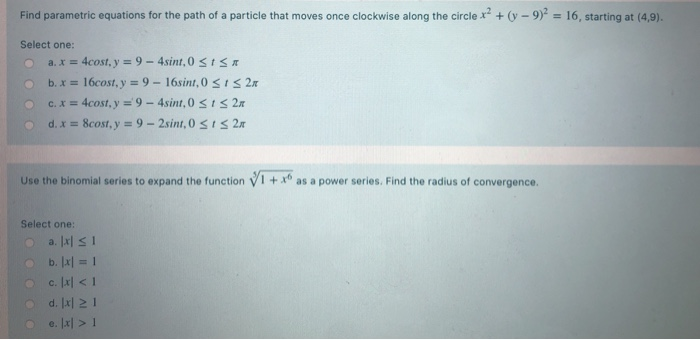 Solved Find parametric equations for the path of a particle | Chegg.com