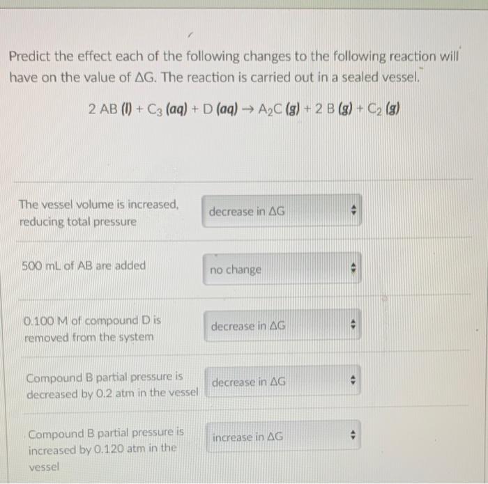 Solved Predict The Effect Each Of The Following Changes To | Chegg.com