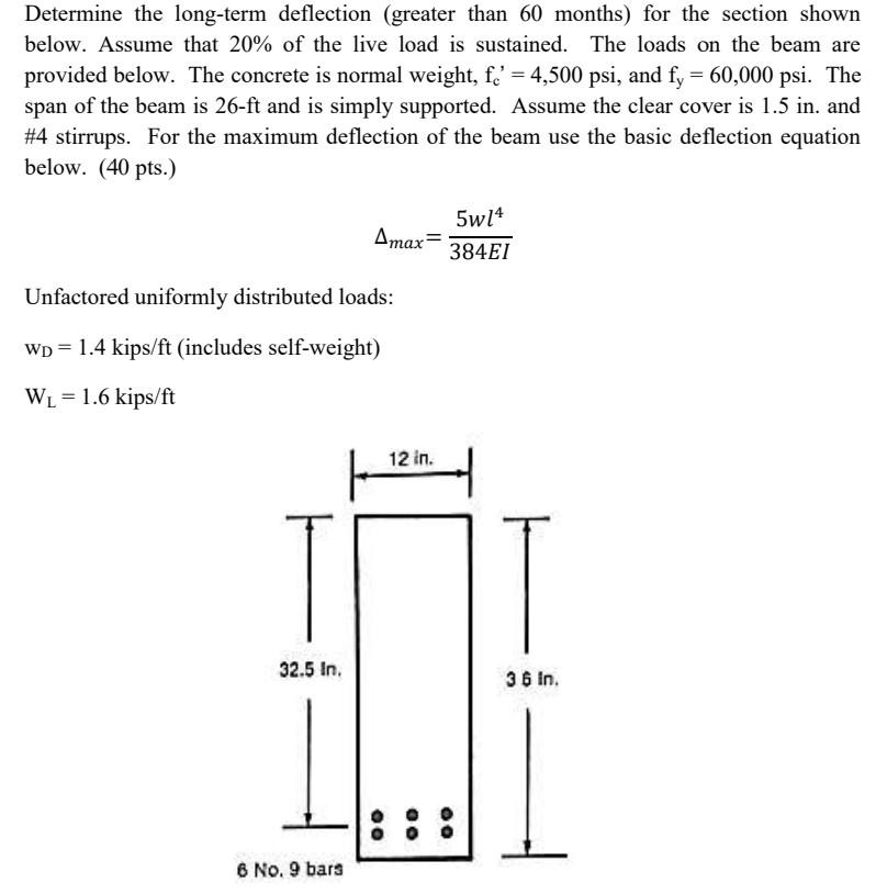 Solved Determine the long-term deflection (greater than 60 | Chegg.com