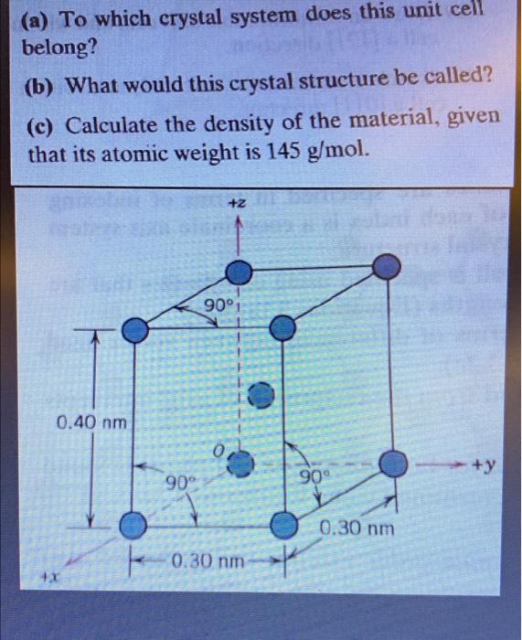 Solved (a) To which crystal system does this unit cell | Chegg.com