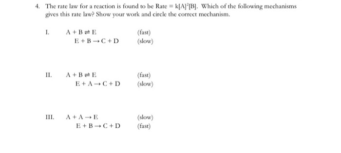 Solved 4. The rate law for a reaction is found to be Rate = | Chegg.com