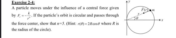 Solved From Exercise 2-4: A particle moves under the | Chegg.com