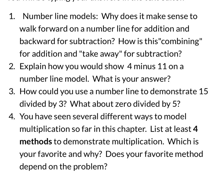 Solved 1. Number line models Why does it make sense to walk