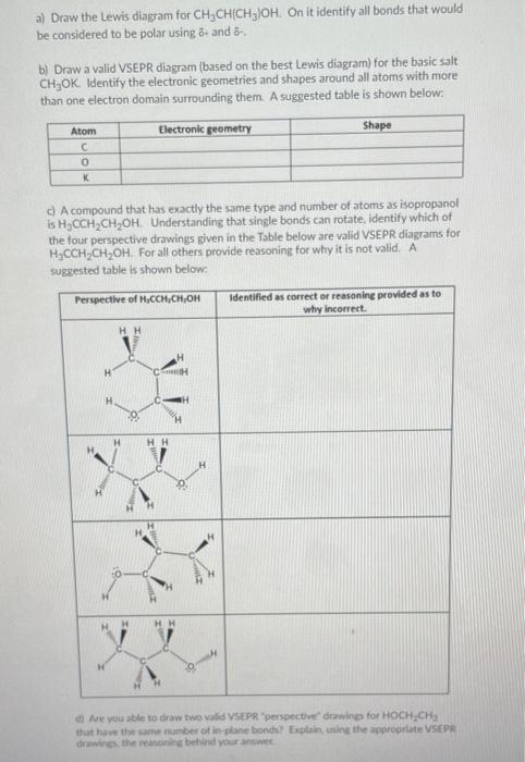 Solved a) Draw the Lewis diagram for CH2CH(CH3OH. On it | Chegg.com