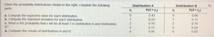 Solved u Given the probability distributions shown to the | Chegg.com